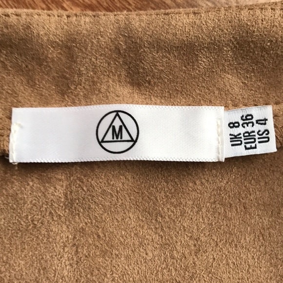 Missguided Fit & Flare Suede Wrap Camel Dress US 4 - Picture 5 of 7